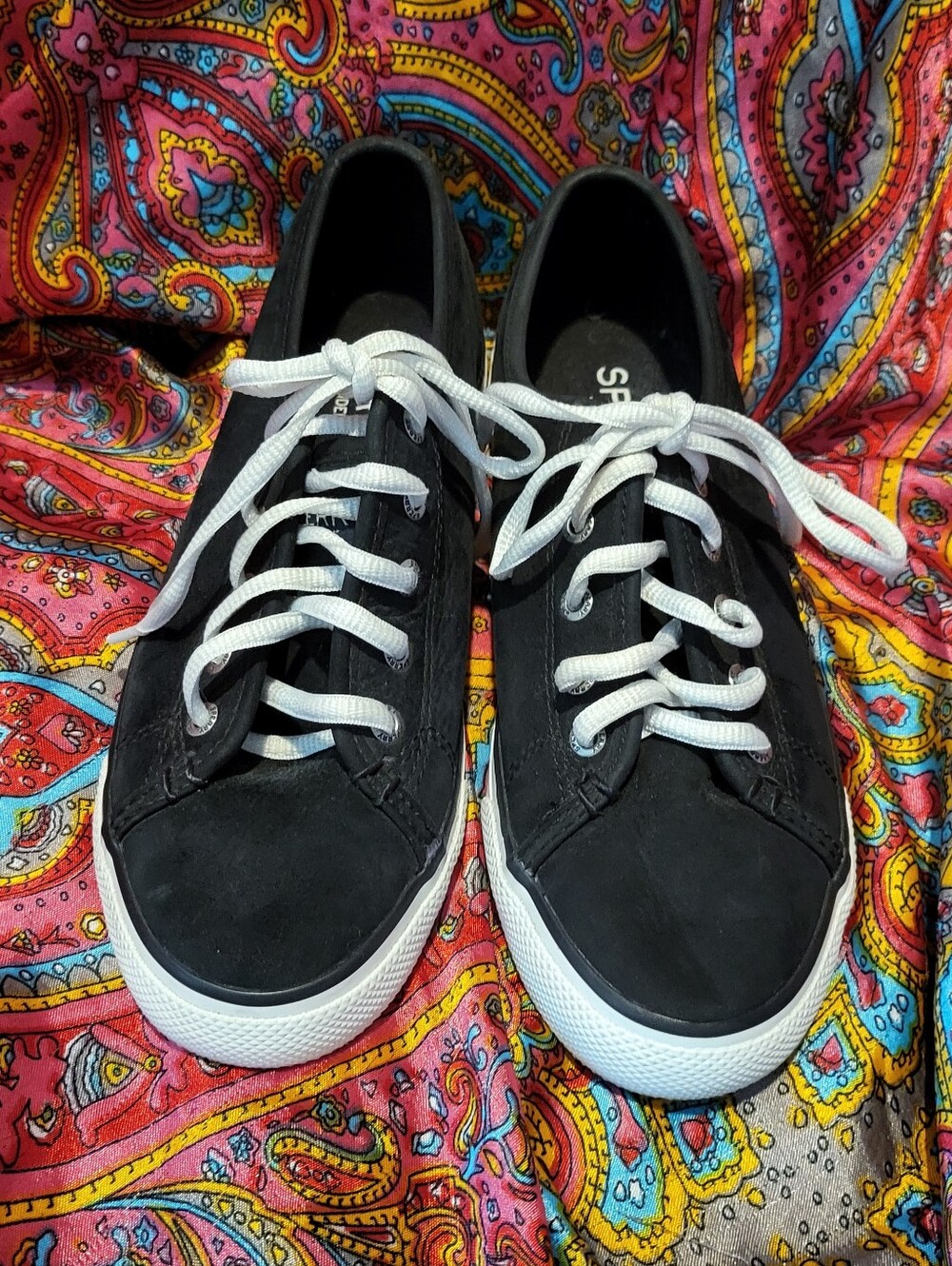 Sperry Topsider Black Suede Sneakers Lo Top Women's Size 7.5 Shoes